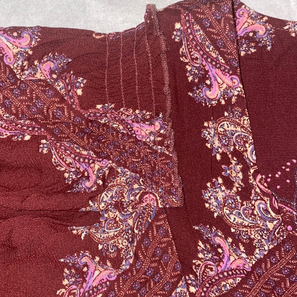 Free People Girl Talk Printed Tunic Top - Pomegranate Combo - Picture 11 of 15